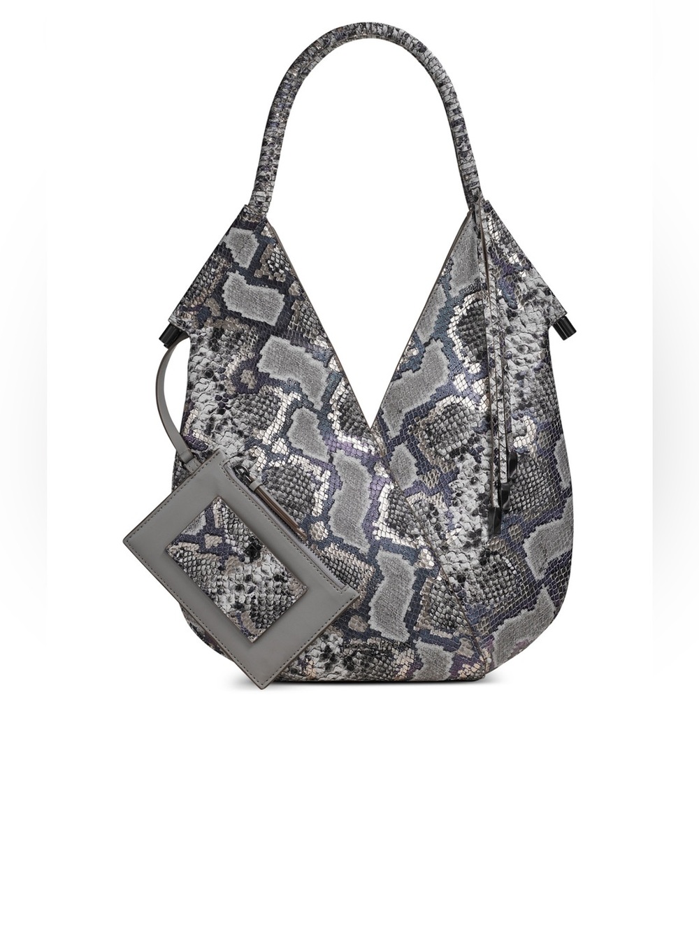 Donna Karen metallic snake-print Hobo Shoulder Bag